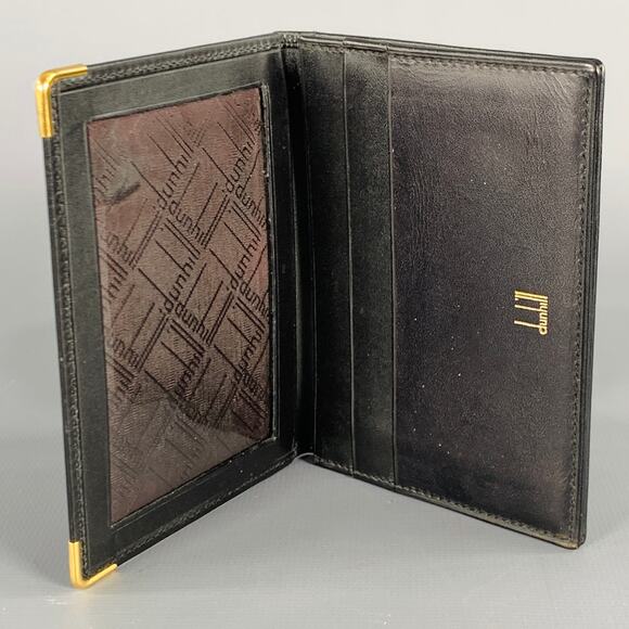 DUNHILL Black Gold Leather Credit Card Holder Bifold Wallet - Picture 3 of 4